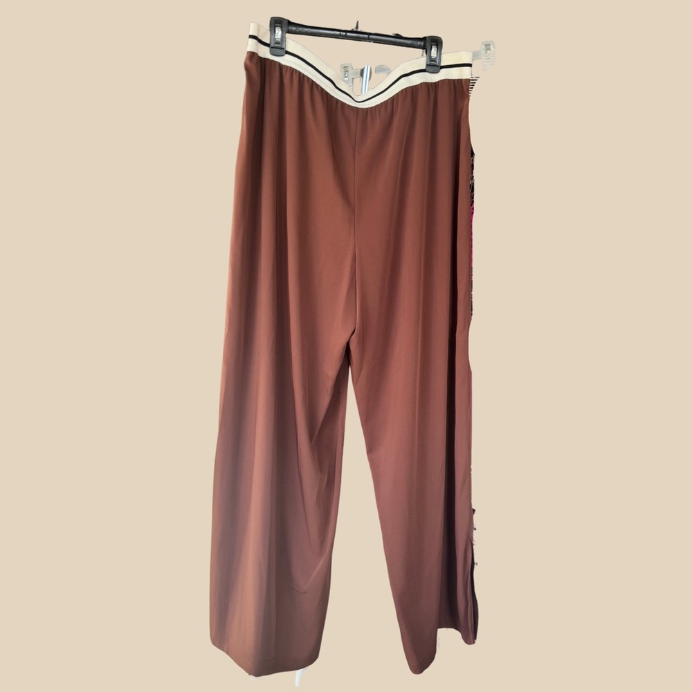 STYLUS Brown Pants with Cream Waistband - XL